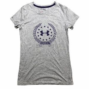 Under Armour Women’s Graphic Charged Freedom Gray T-Shirt Medium